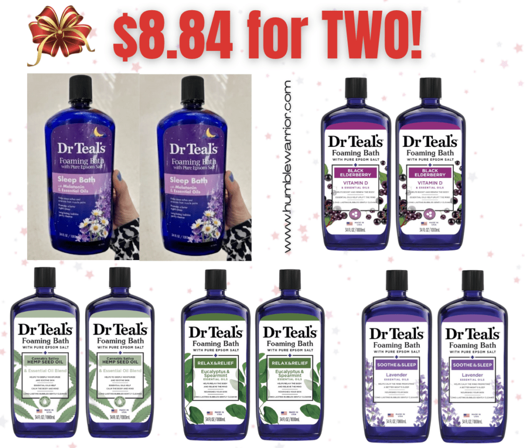 The 2-packs of Dr Teal’s Foaming Bath with Pure Epsom Salt!